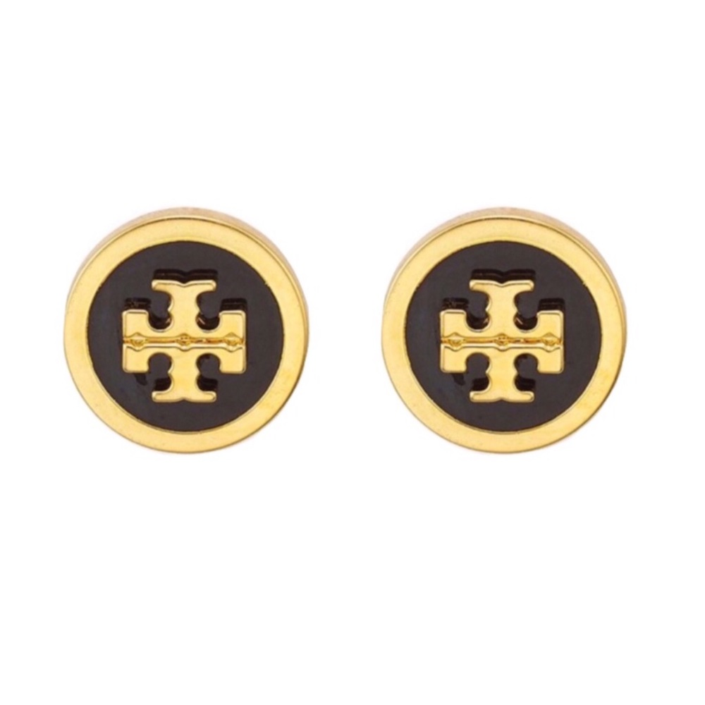 TORY BURCH • Enamel Raised Logo Earrings - Picture 1 of 7